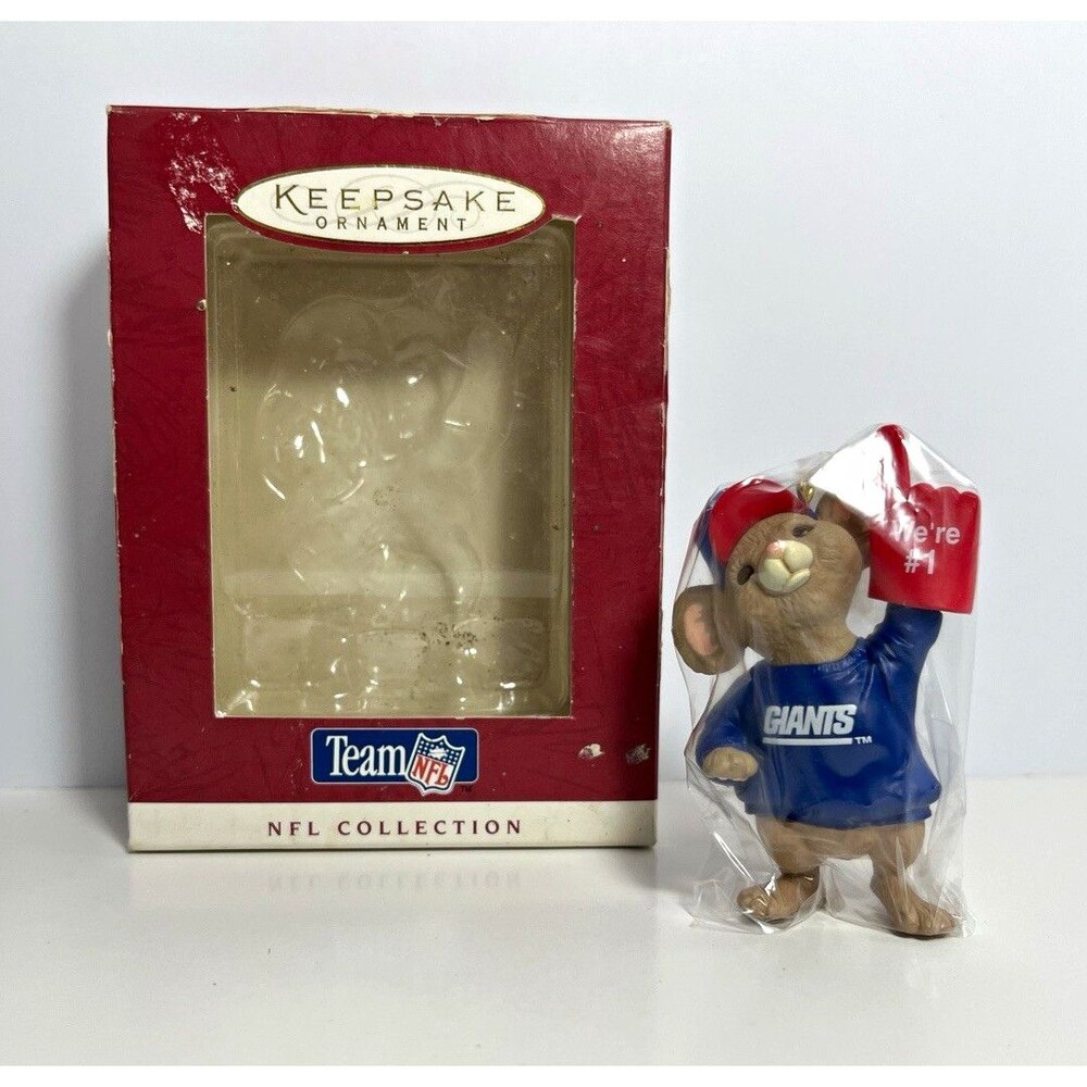 1996 Hallmark NFL Collection New York Giants Mouse Ornament QSR6471 w/ Box